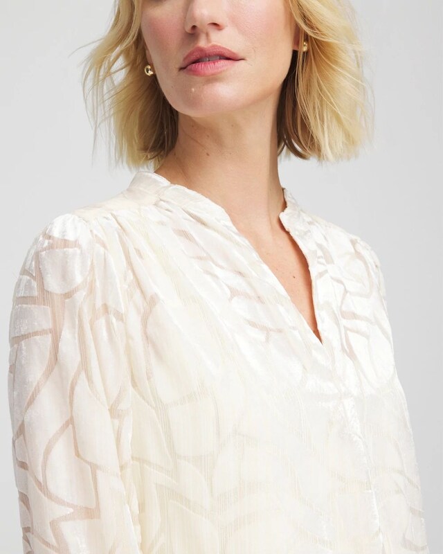 Cream Burnout Pullover Blouse - image 4